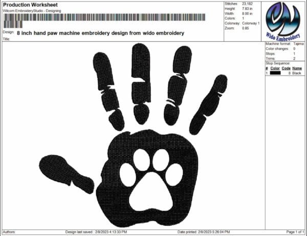 hand paw machine embroidery design from wido embroidery