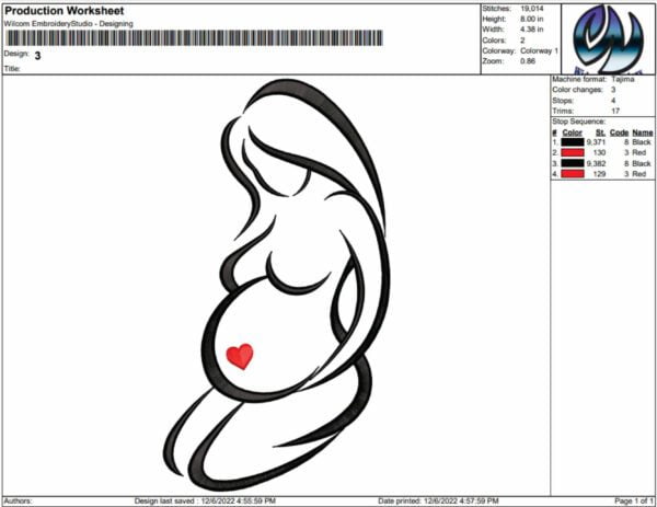 Pregnancy Mother embroidery design from widoembroidery.com