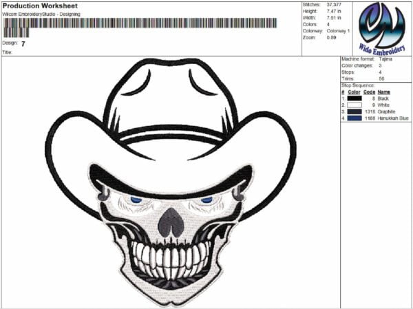 SKULL HAT embroidery design from widoembroidery.com