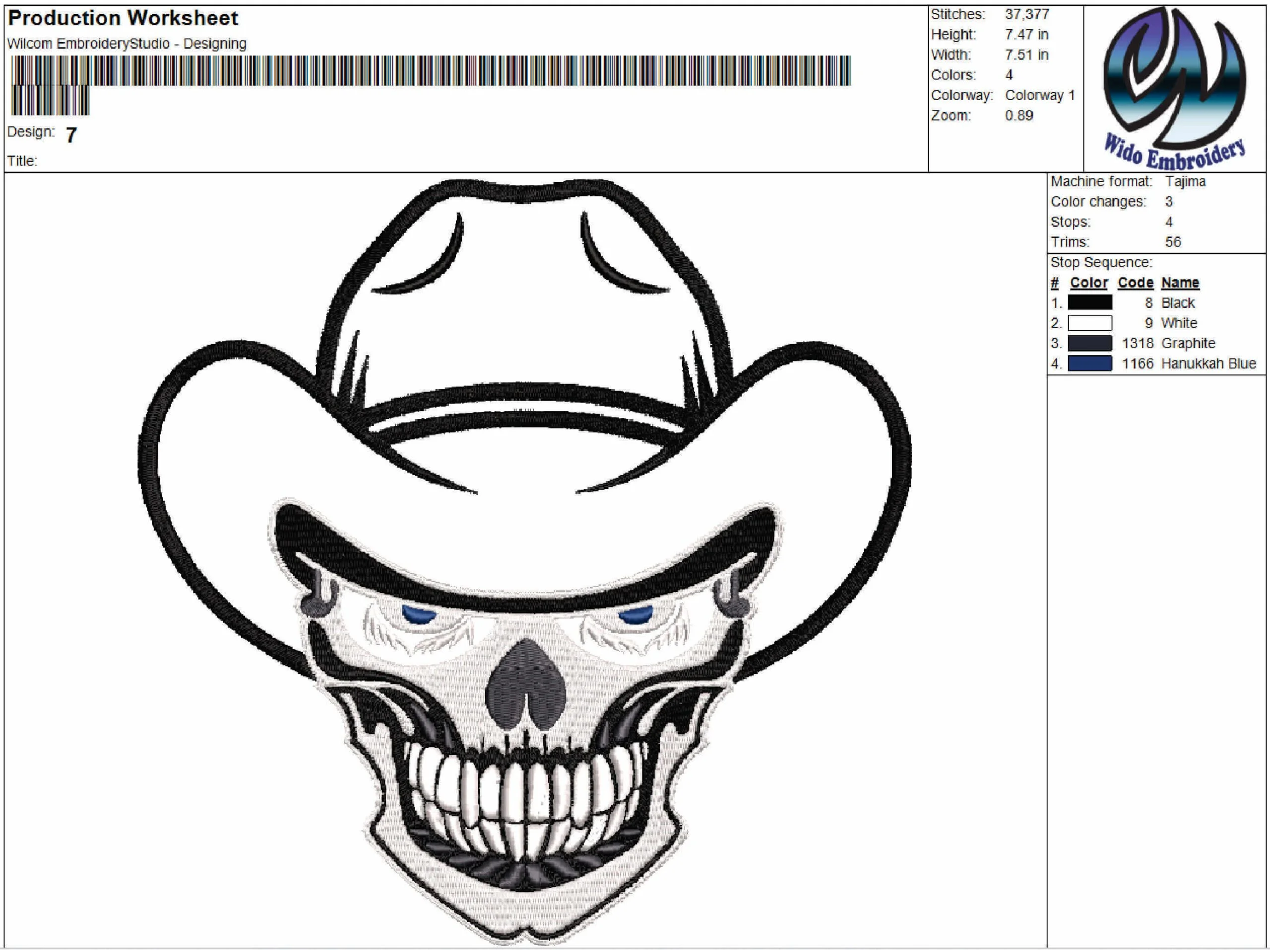 SKULL HAT embroidery design from widoembroidery.com