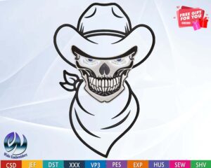 Skull embroidery design from widoembroidery.com