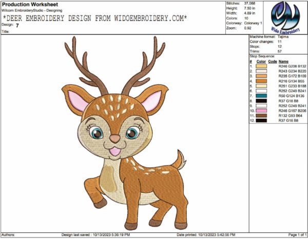 deer embroidery design from widoembroidery.com