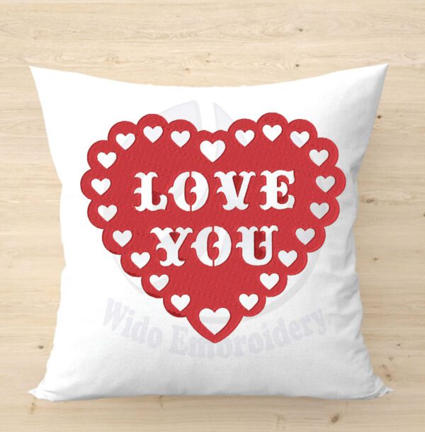 love heart embroidery design