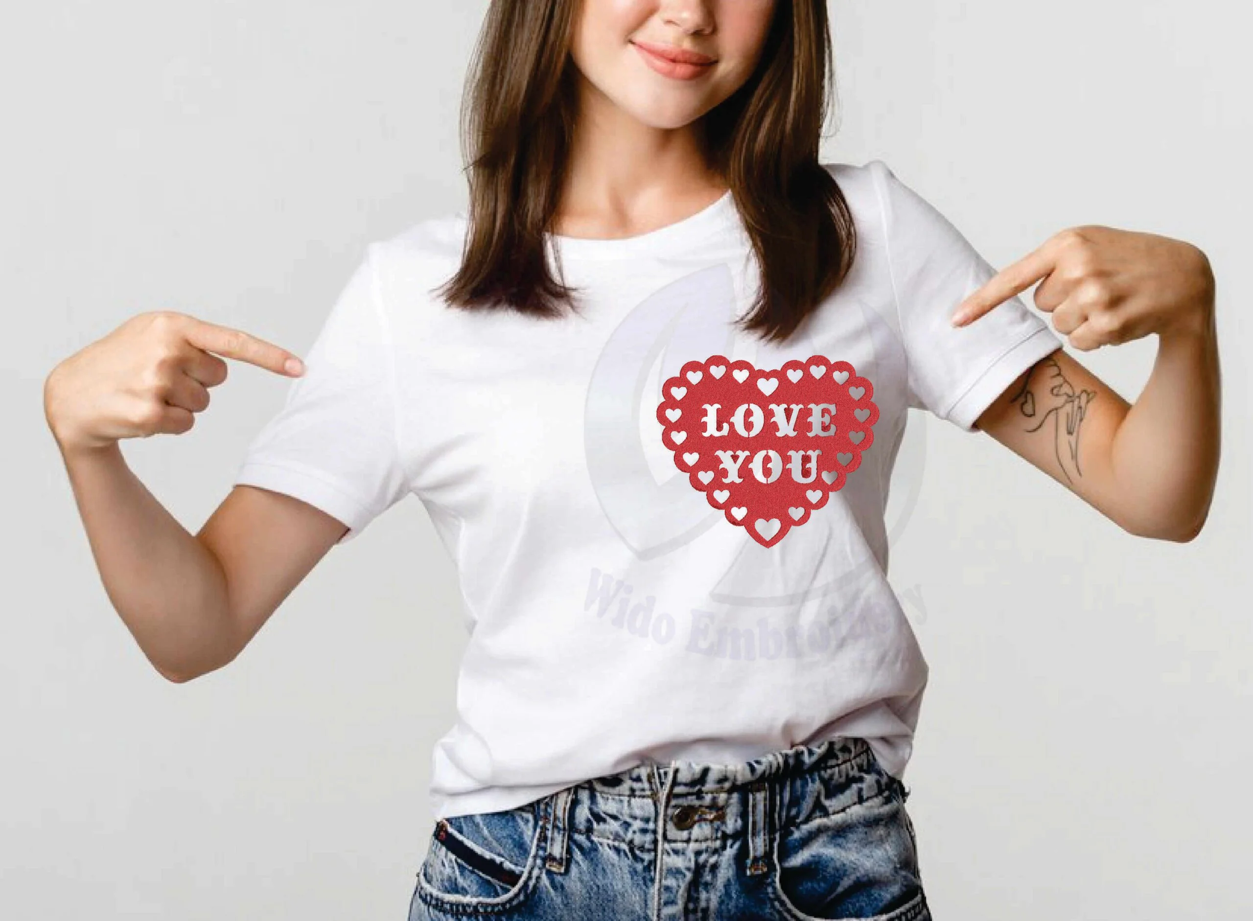 love heart embroidery design