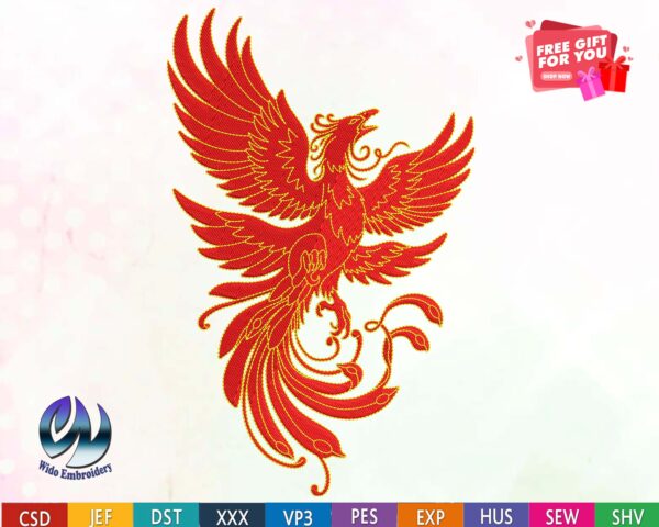 phoenix embroidery design from widoembroidery.com
