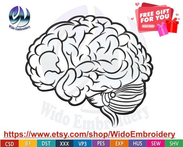 anatomically brain embroidery design from widoembroidery.com