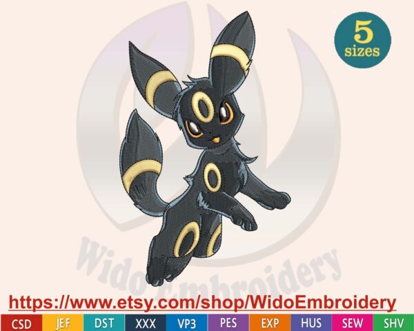 umbreon machine embroidery design from widoembroidery.com