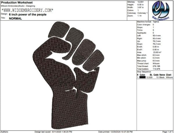 black history 5 embroidery design from widoembroidery.com