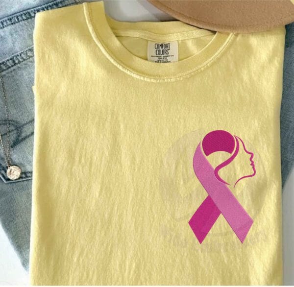 Breast Cancer ribbon embroidery design from widoembroidery.com