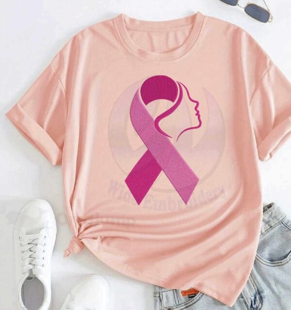 Breast Cancer ribbon embroidery design from widoembroidery.com