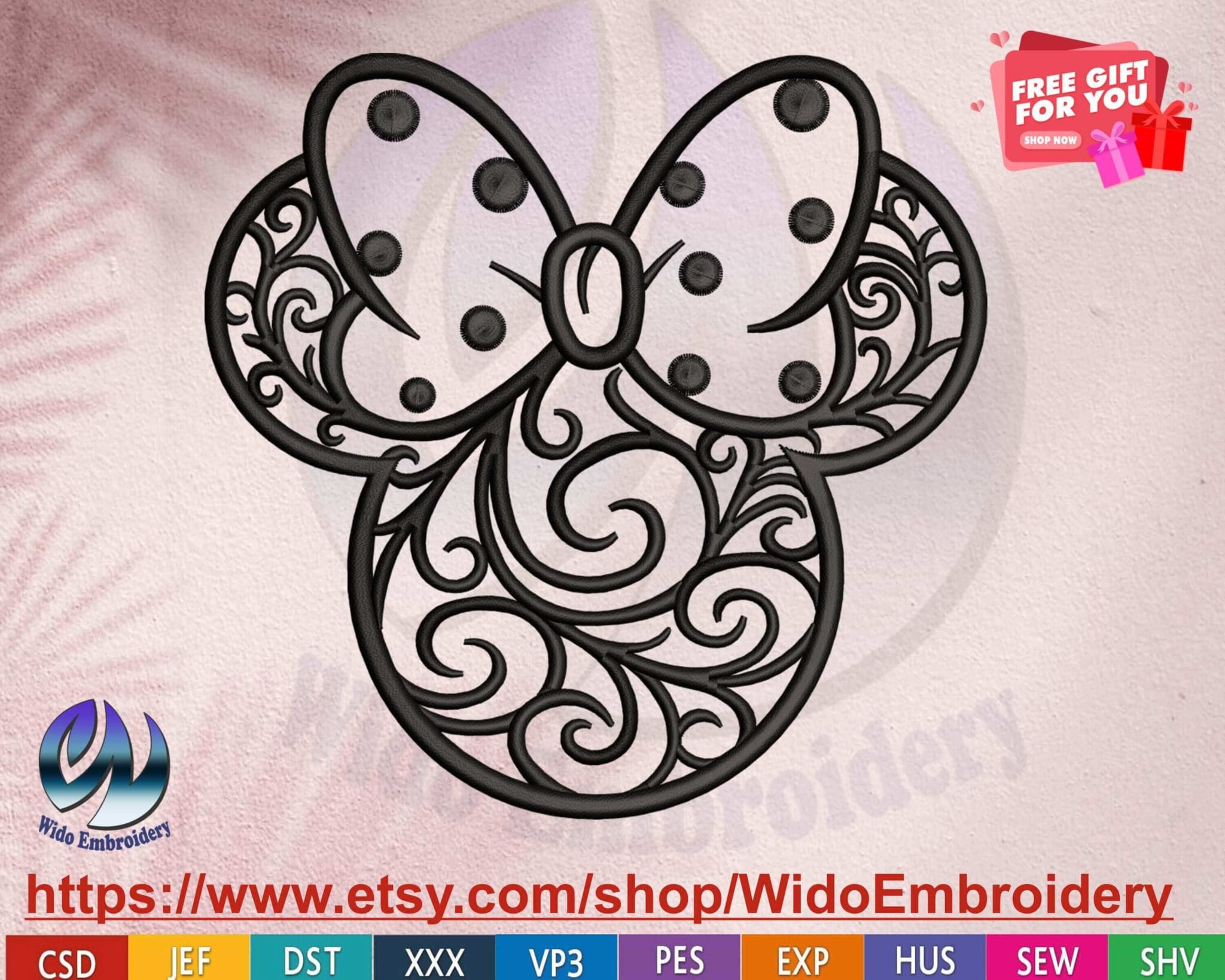 mouse embroidery design from widoembroidery.com