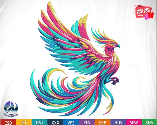 phoenix embroidery design from widoembroidery.com