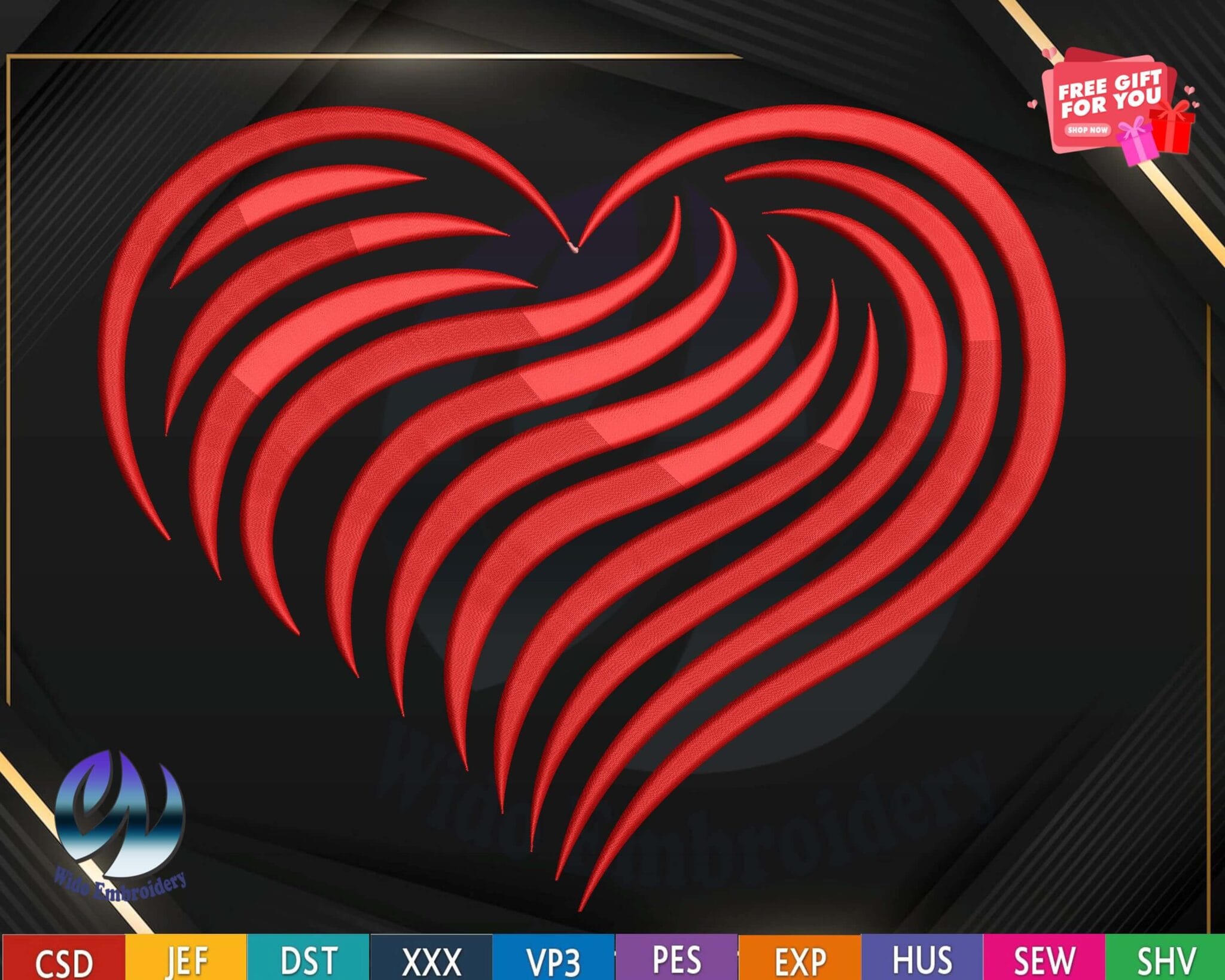 Hearts shapes machine Embroidery design from widoembroidery.com