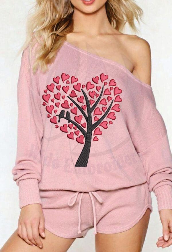 Red Heart Tree embroidery design from widoembroidery.com