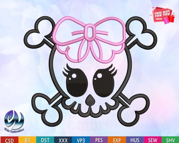 mouse skeleton machine embroidery design from widoembroidery.com
