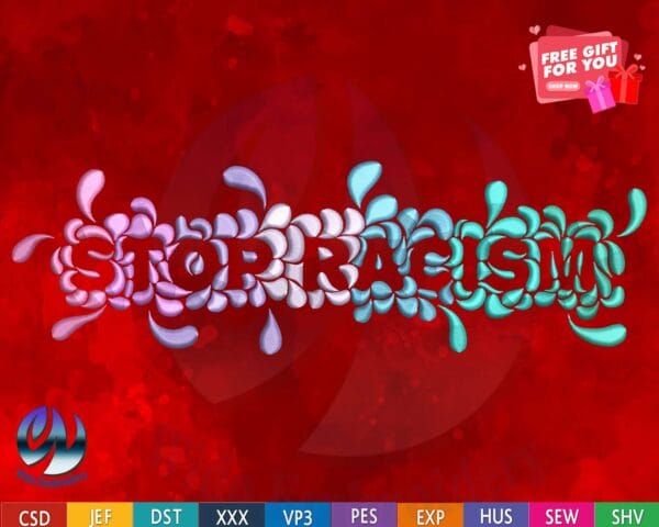 stop racism embroidery design from widoembroidery.com