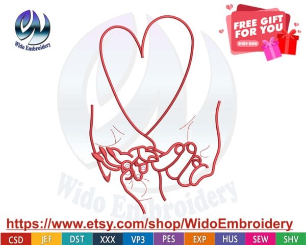 parents pinky promise machine embroidery design from widoembroidery.com