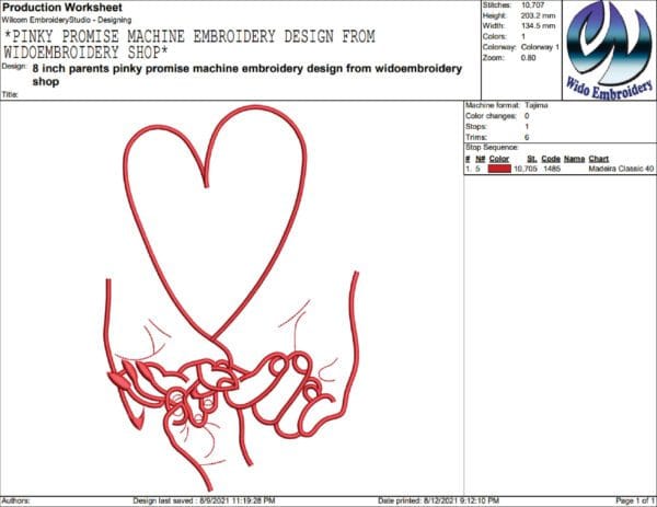 parents pinky promise machine embroidery design from widoembroidery.com