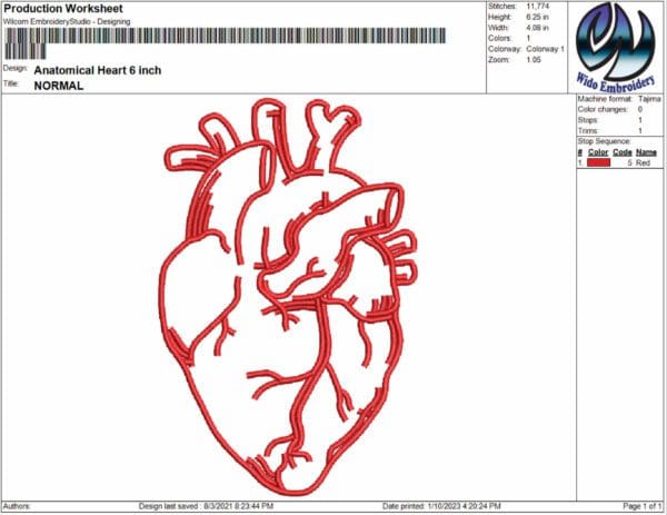 anatomy barin and heart embroidery design from widoembroidery.com