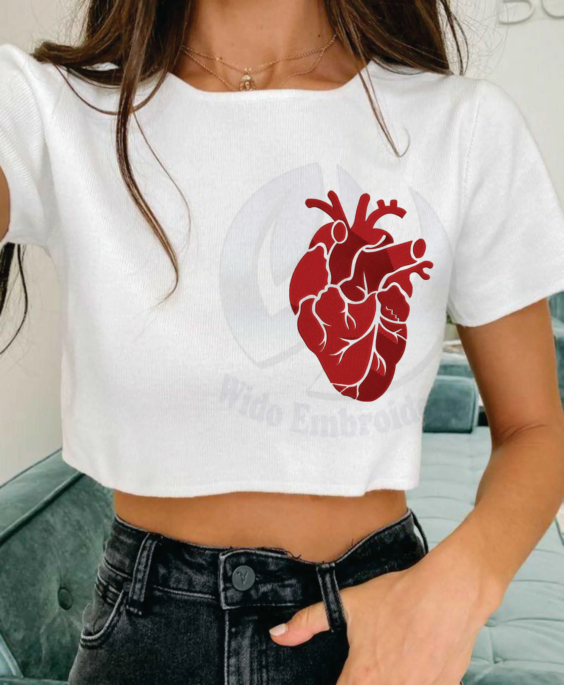 Anatomical full heart machine embroidery design from wido embroidery.com