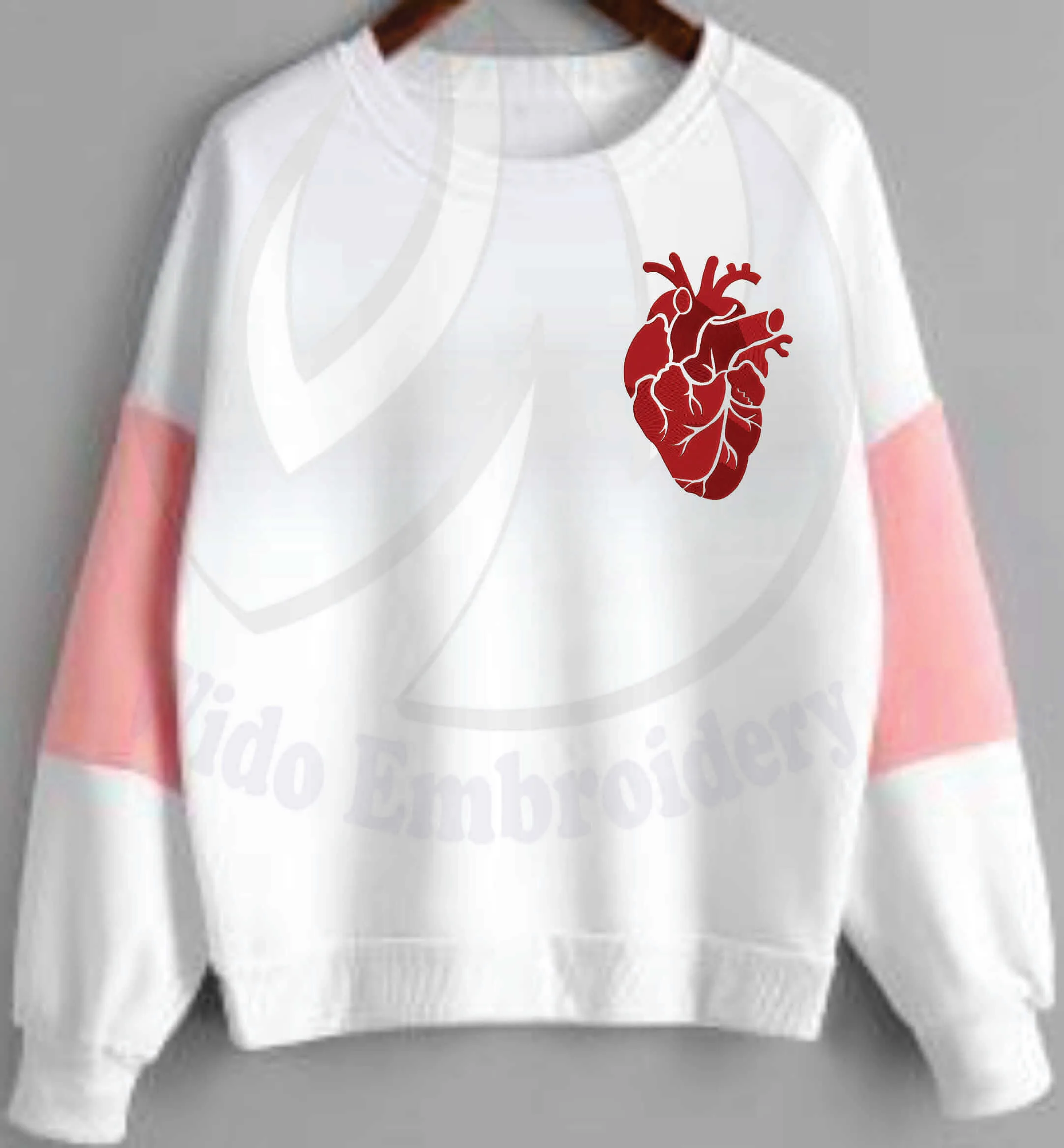 Anatomical full heart machine embroidery design from wido embroidery.com