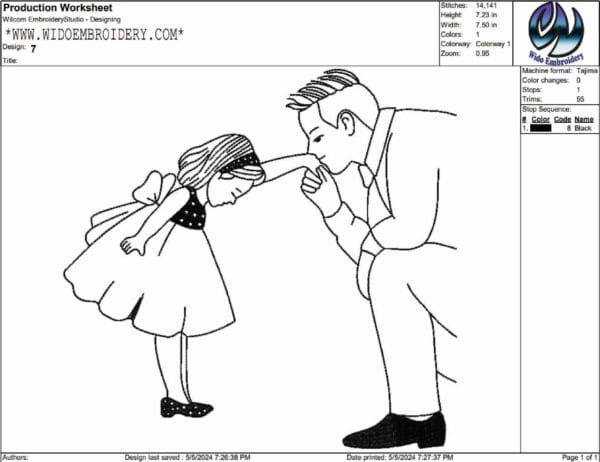 Father And Daughter embroidery design from widoembroidery.com
