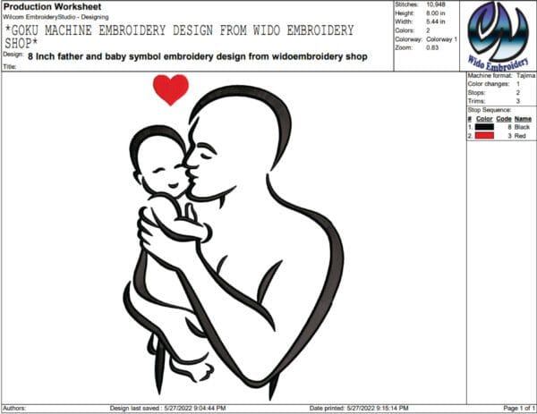 Father and baby symbol embroidery design from widoembroidery.com
