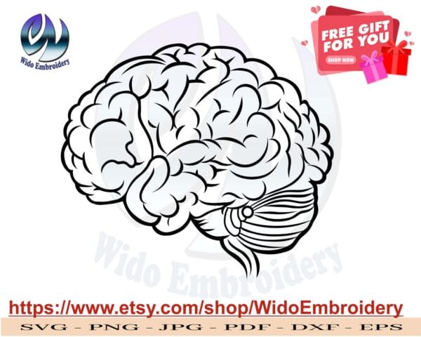 Anatomical Brain svg Designs from widoembroidery.com
