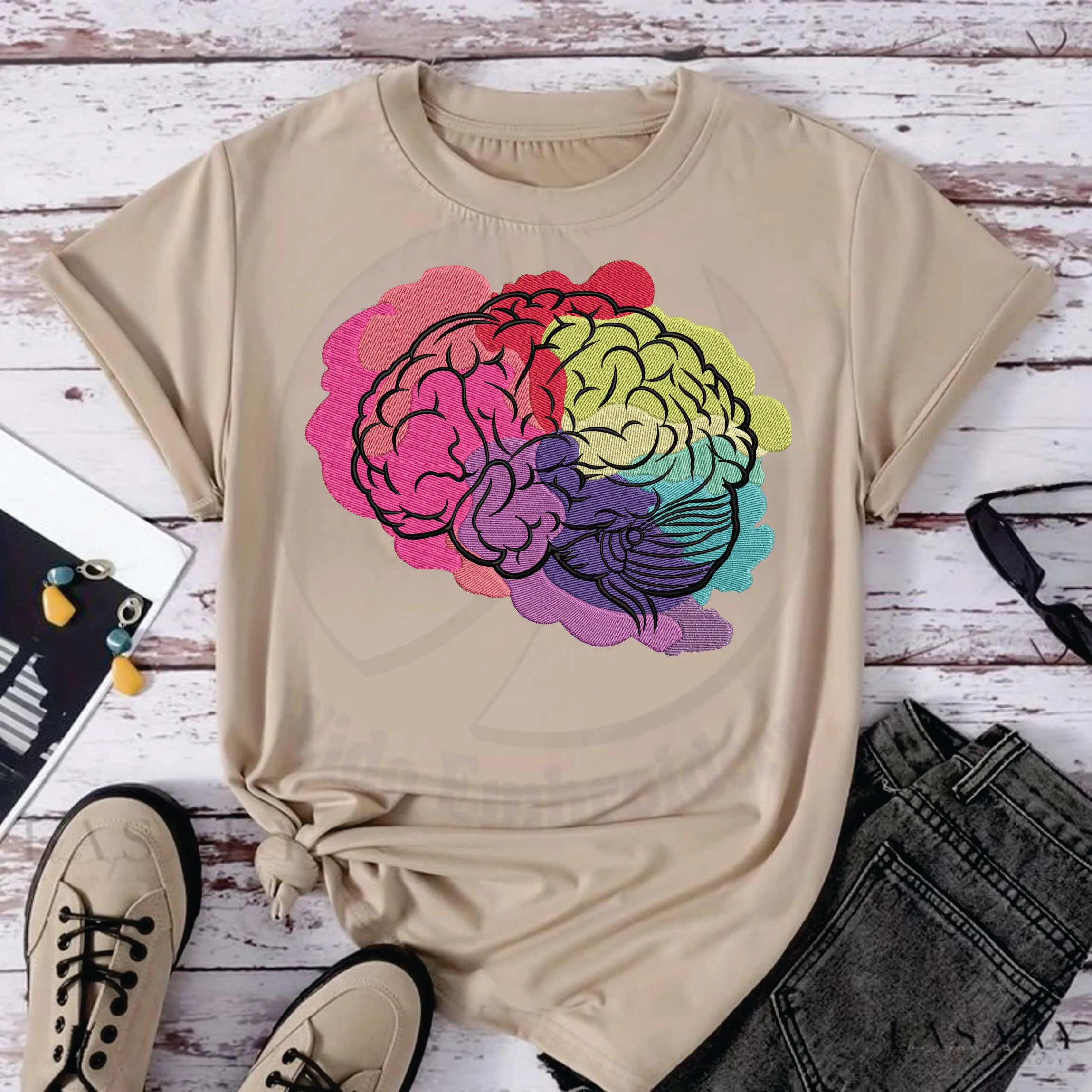 anatomically brain watercoloer embroidery design from wido embroidery.com