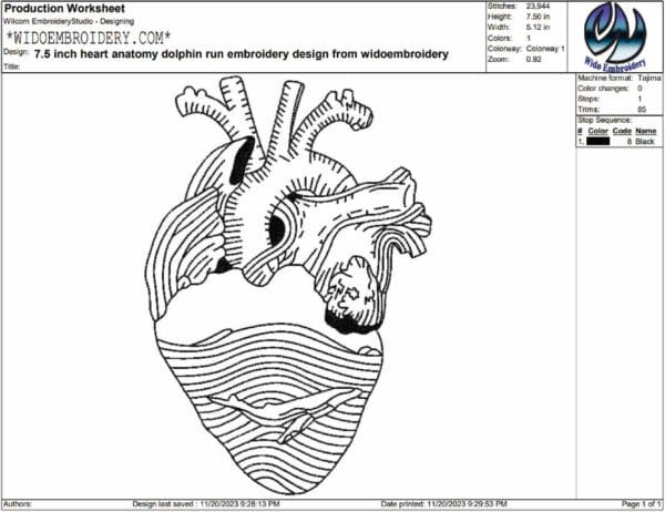 anatomyheart anatomy dolphin run embroidery design from widoembroidery.com