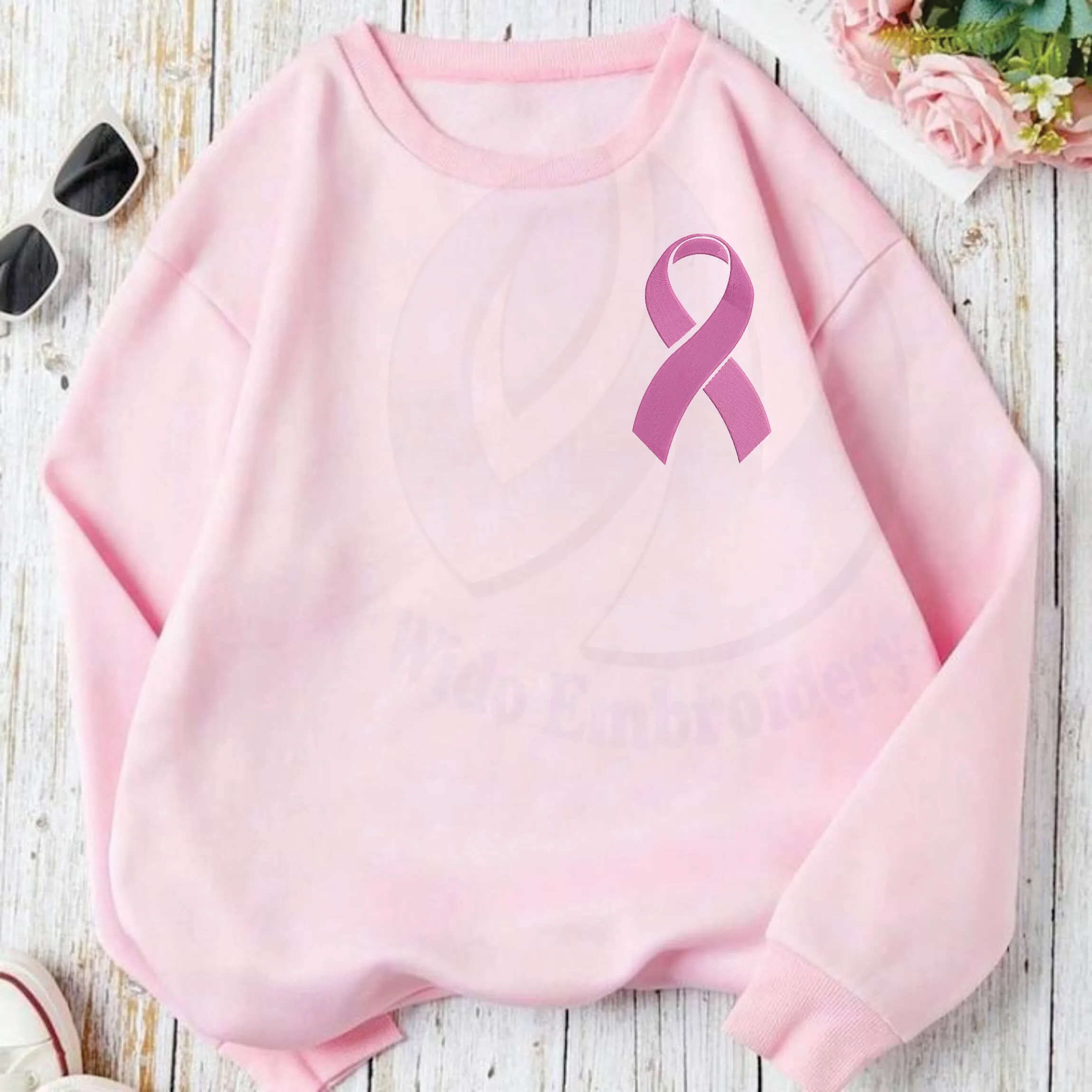 breast cancer simple embroidery design from widoembroidery.com