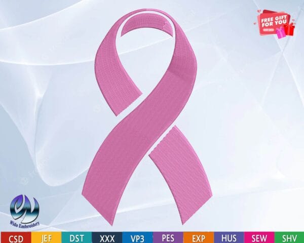 breast cancer simple embroidery design from widoembroidery.com