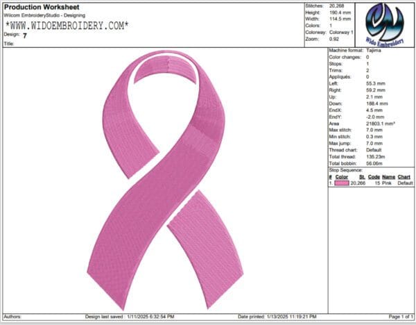 breast cancer simple embroidery design from widoembroidery.com