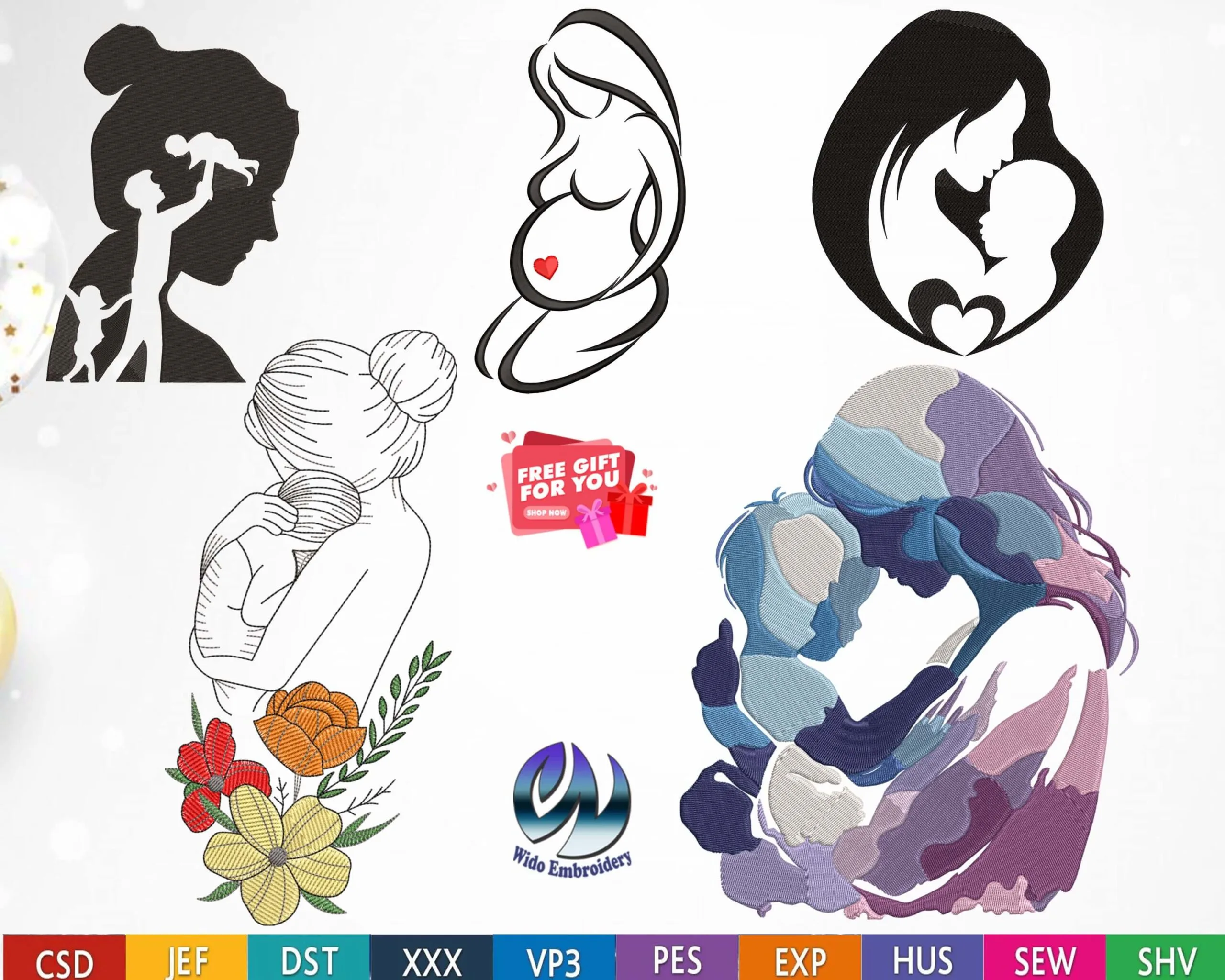 mothers day embroidery design from widoembroidery.com