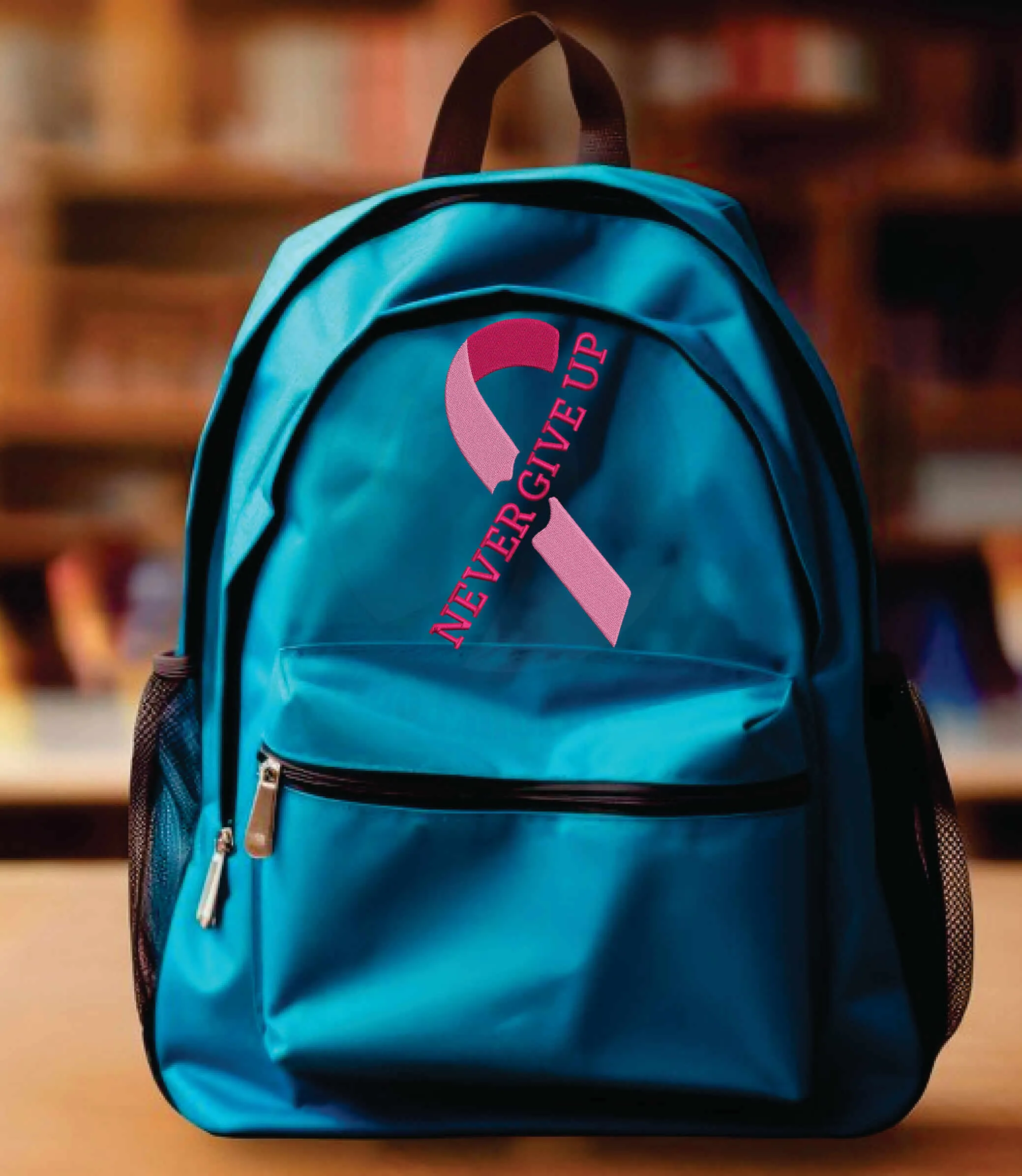 never give up breast cancer ribbon embroidery design from widoembroidery.com