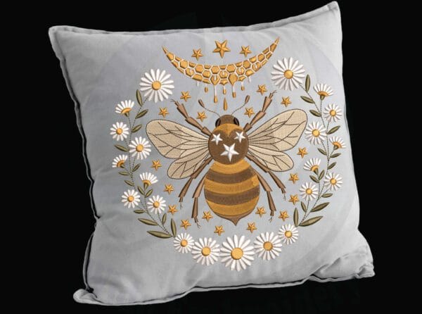 BEE moon embroidery design from widoembroidery.com
