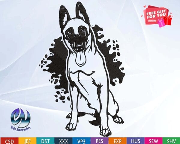 Belgian Malinois embroidery design from widoembroidery.com