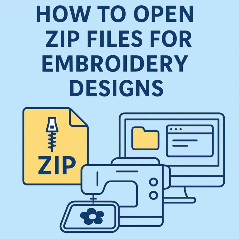 how to open a zip file for embrodiery design