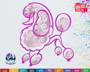 Poodle embroidery design from www.widoembroidery.com