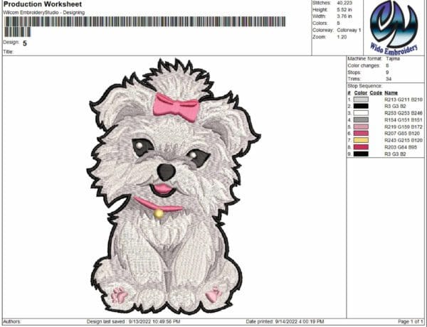 dogs embroidery design from widoembroidery.com