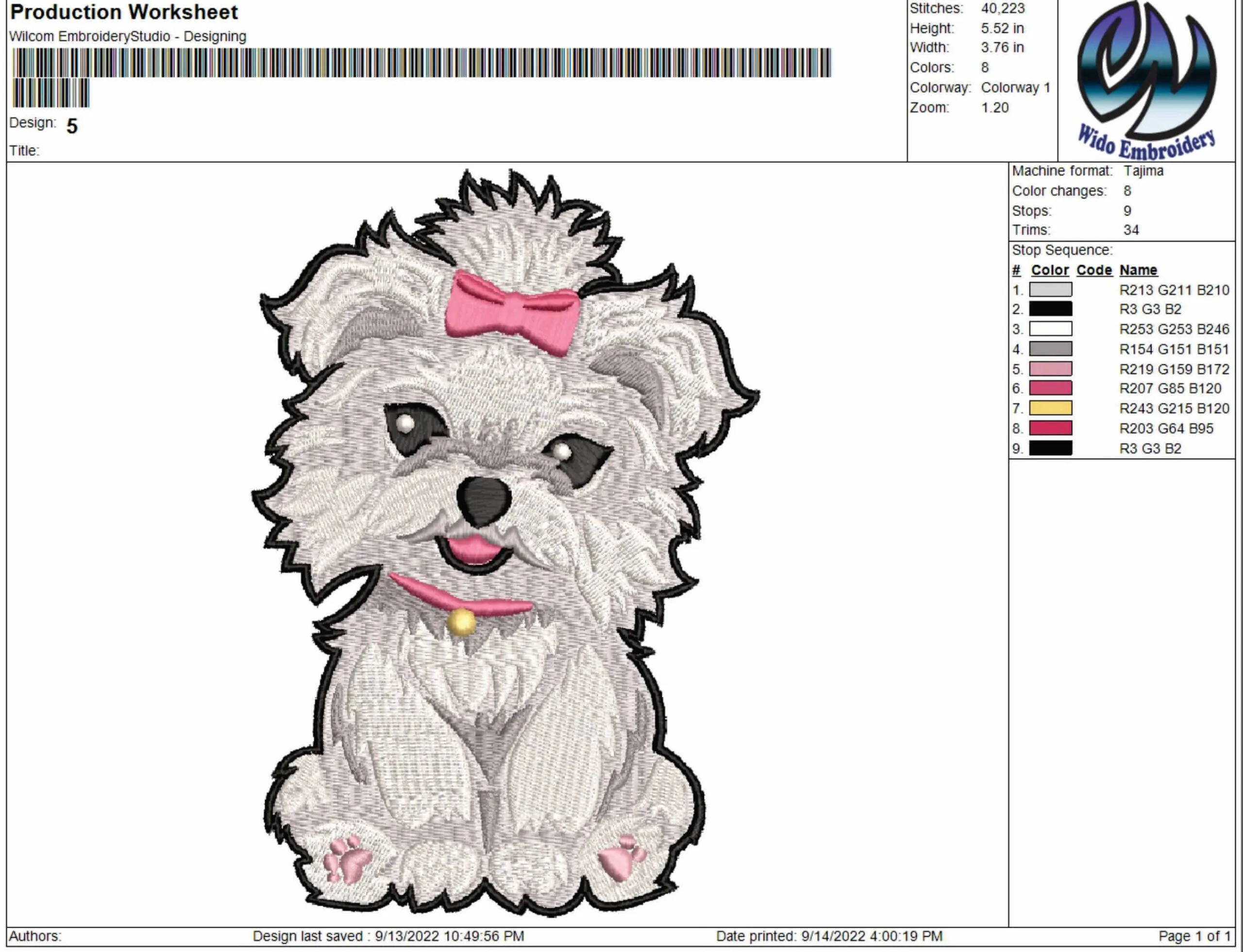 dogs embroidery design from widoembroidery.com