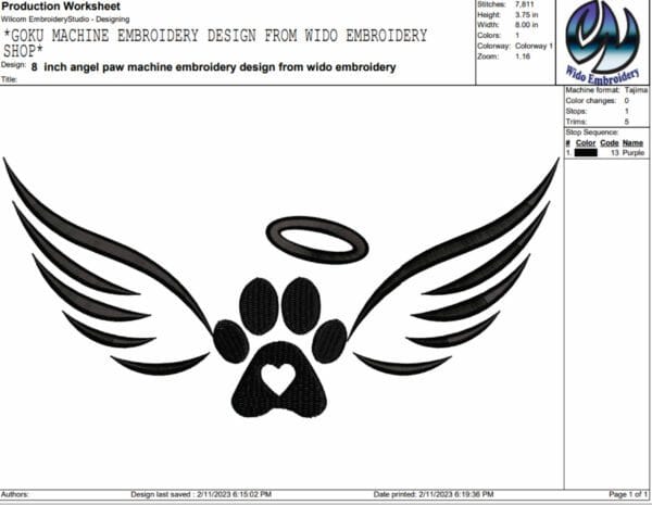 angel paw machine embroidery design from widoembroidery.com