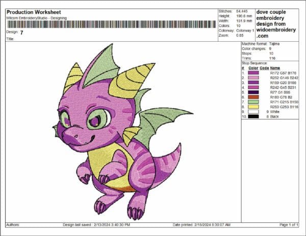 baby dragon fly embroidery design from widoembroidery