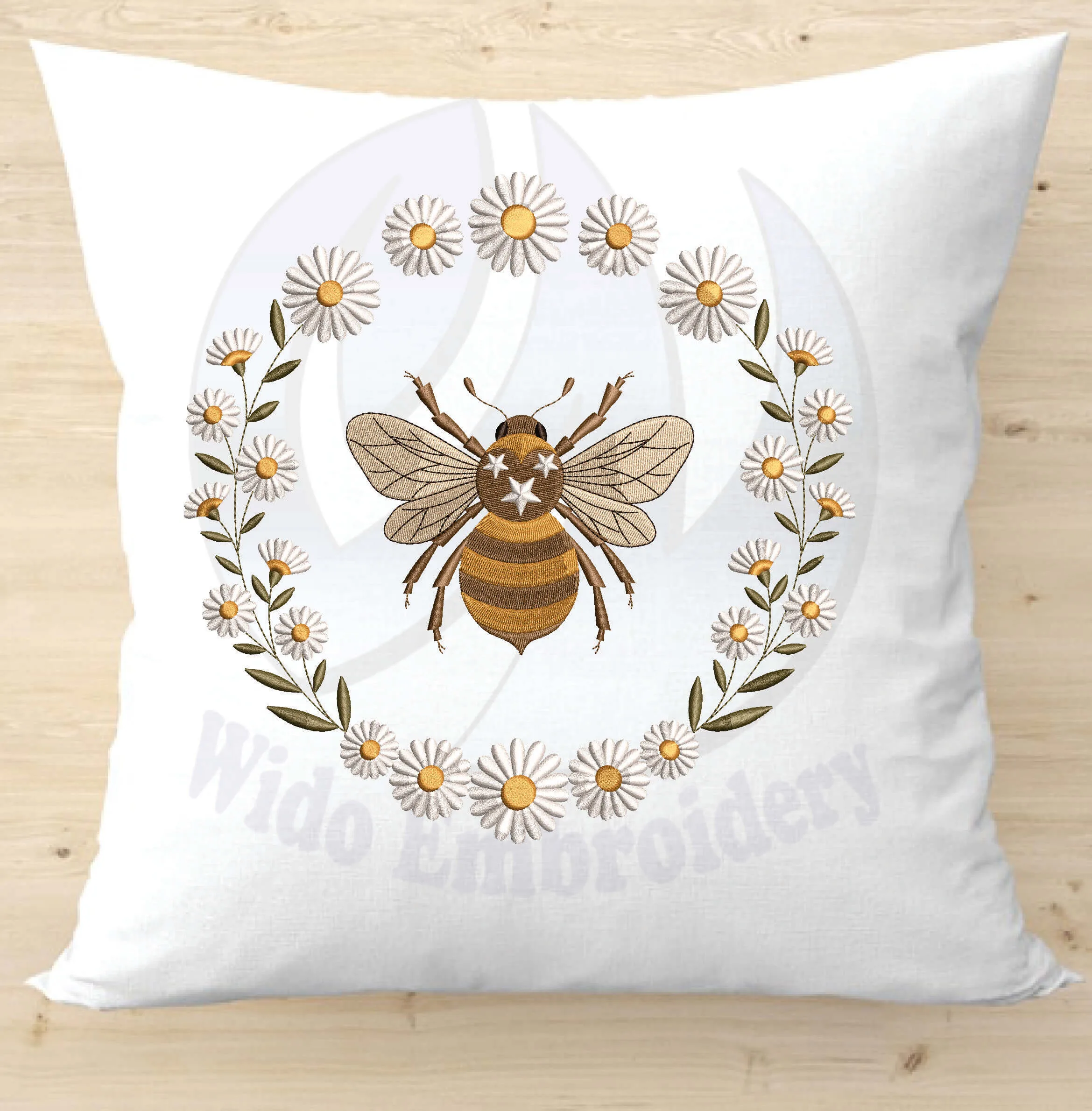 bee fram daisy machine embroidery design from widoembroidery.com