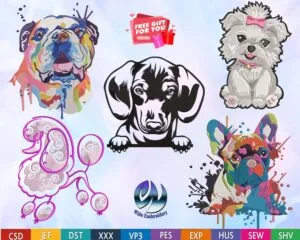 dogs embroidery design from widoembroidery.com