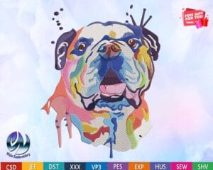 english bulldog embroidery design from widoembroidery.com