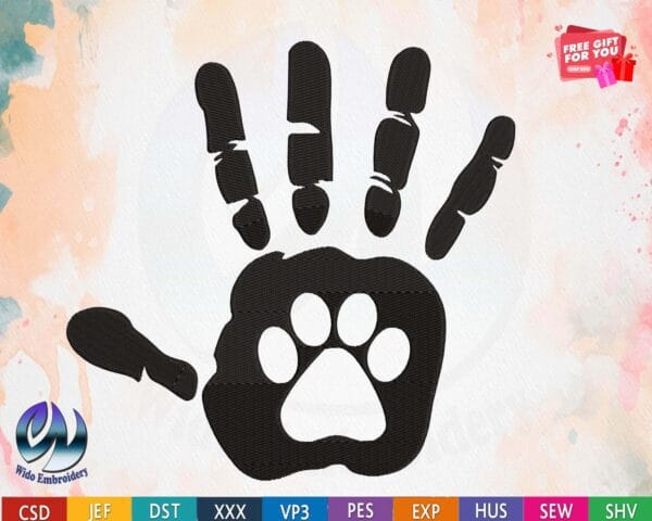 hand paw machine embroidery design from widoembroidery