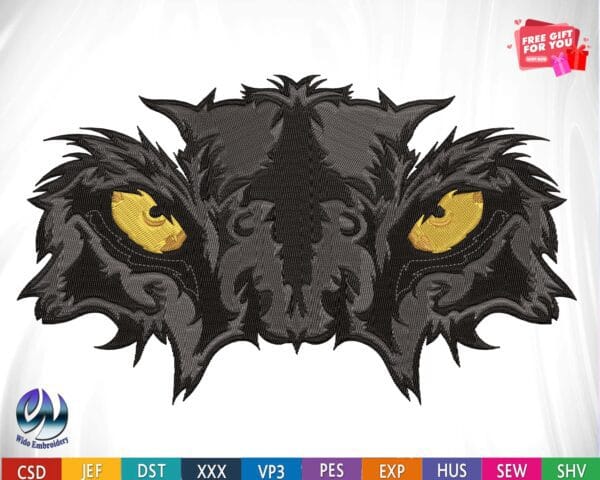 panther embroidery design from widoembroidery.com