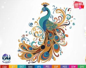 peacock embroidery design from widoembroidery.com (