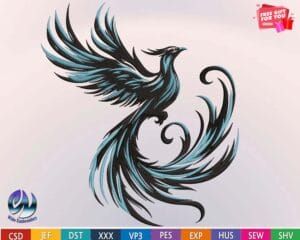 phoenix black embroidery design from widoembroidery.com